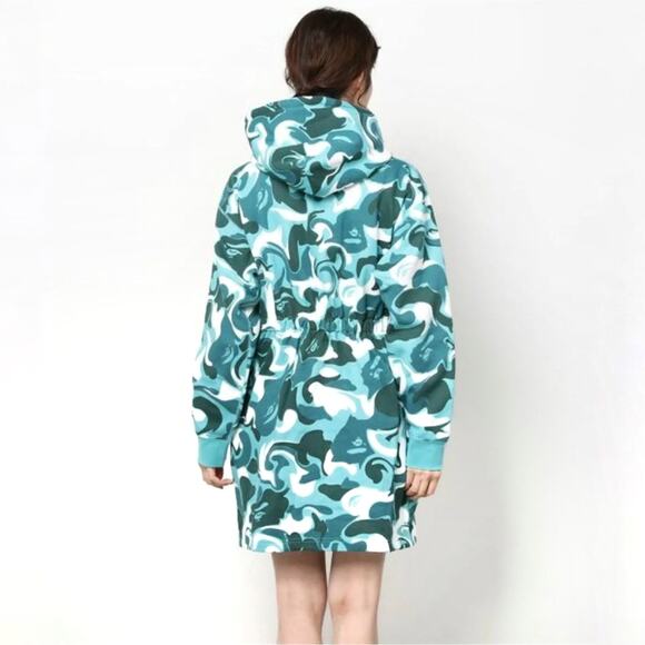 BAPE A Bathing Ape Marble Camo‎ Hoodie Shirred Waist Pullover Sz M Women’s - Picture 3 of 16